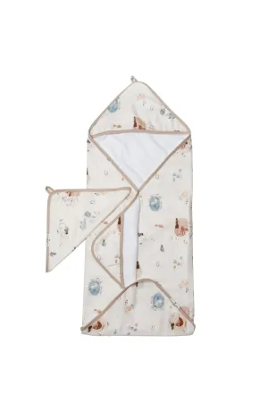 Loulou Lollipop Hooded Towel and Washcloth Set - Cozy Forest