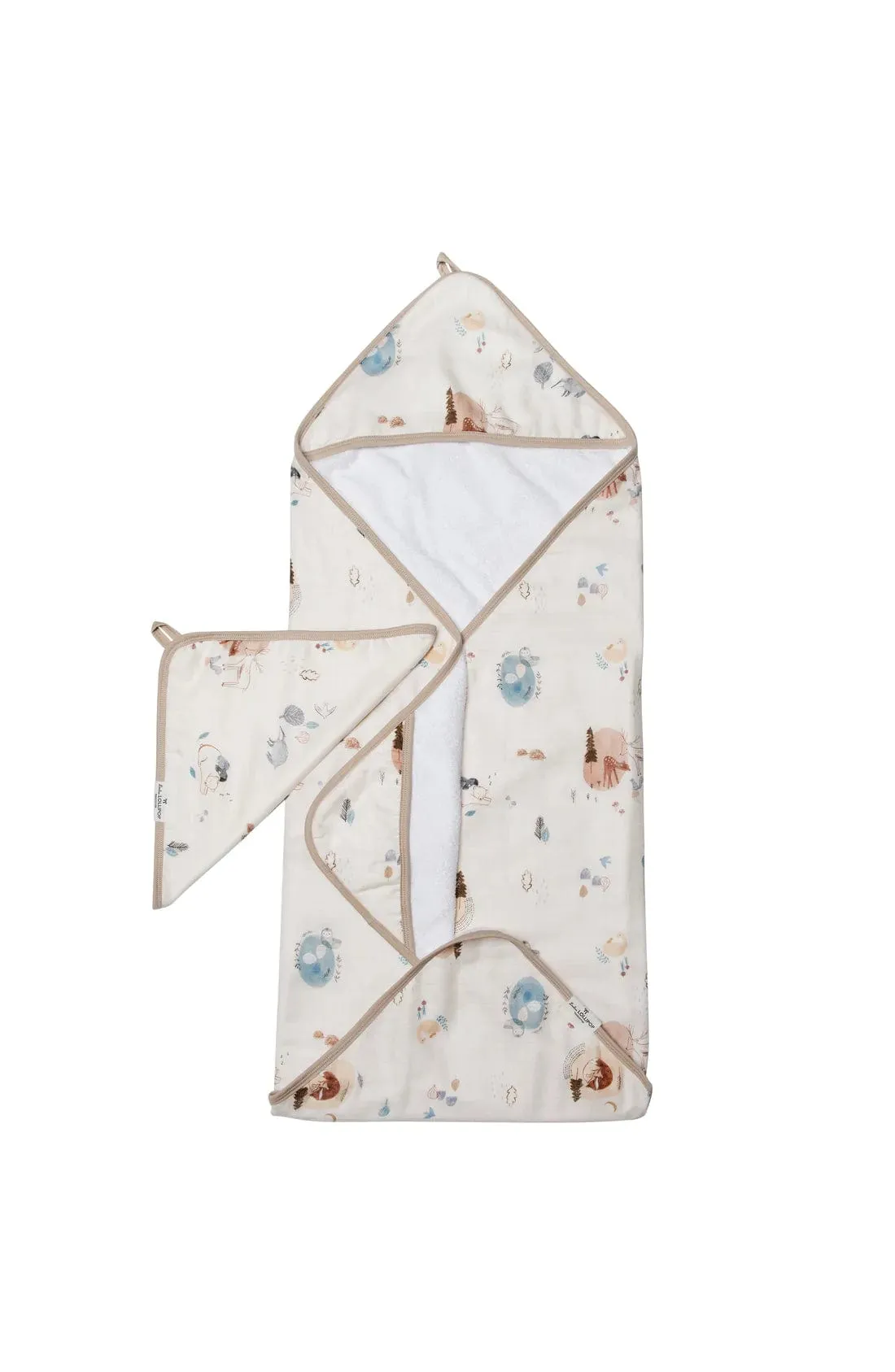Loulou Lollipop Hooded Towel and Washcloth Set - Cozy Forest