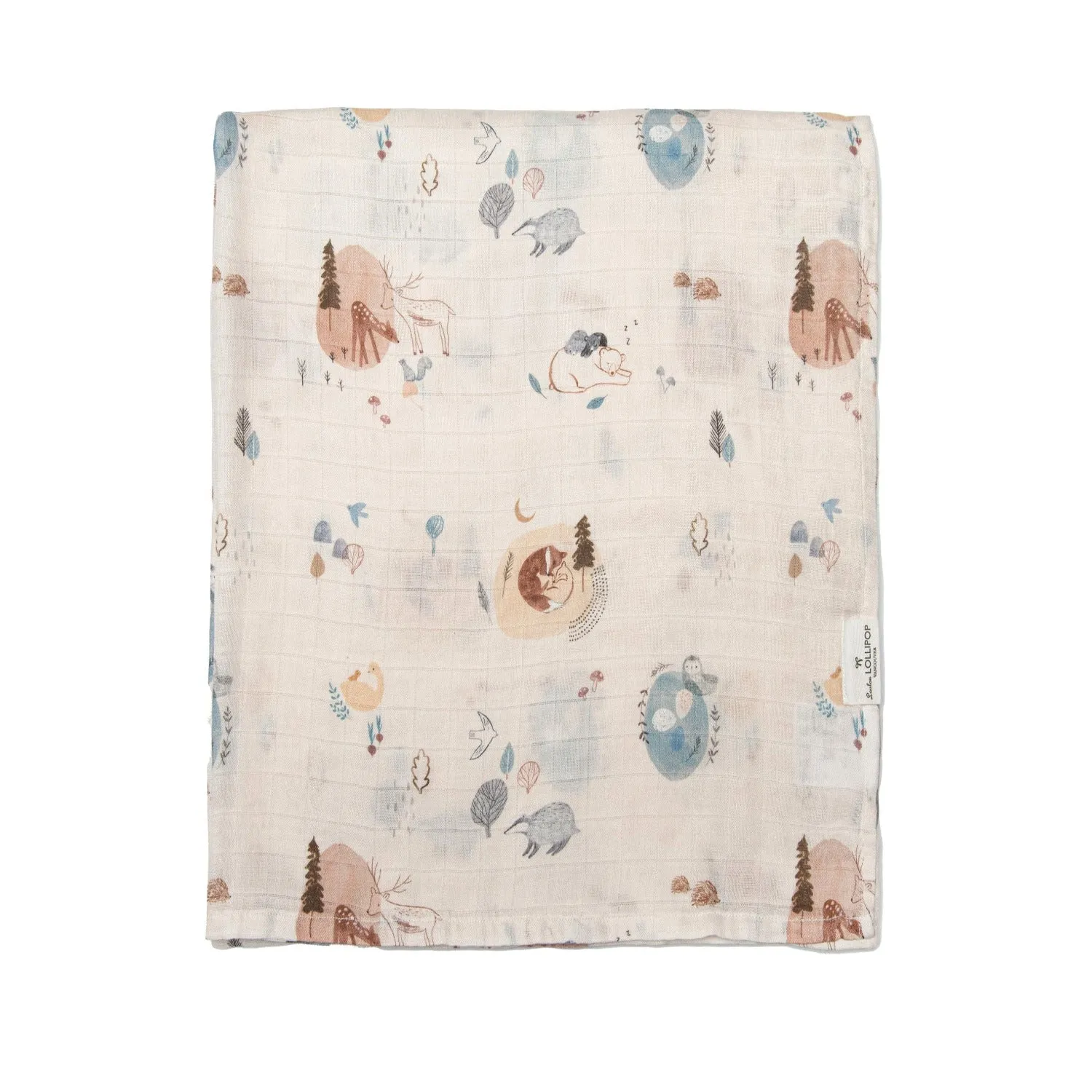 Loulou Lollipop Muslin Swaddle Blanket - Cozy Forest