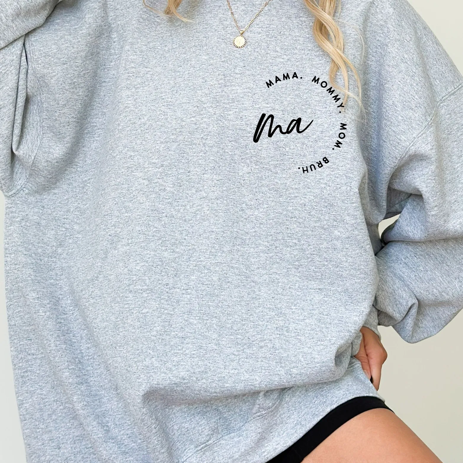 MA Mama. Mommy. Mom. Bruh. Cozy Sweatshirt