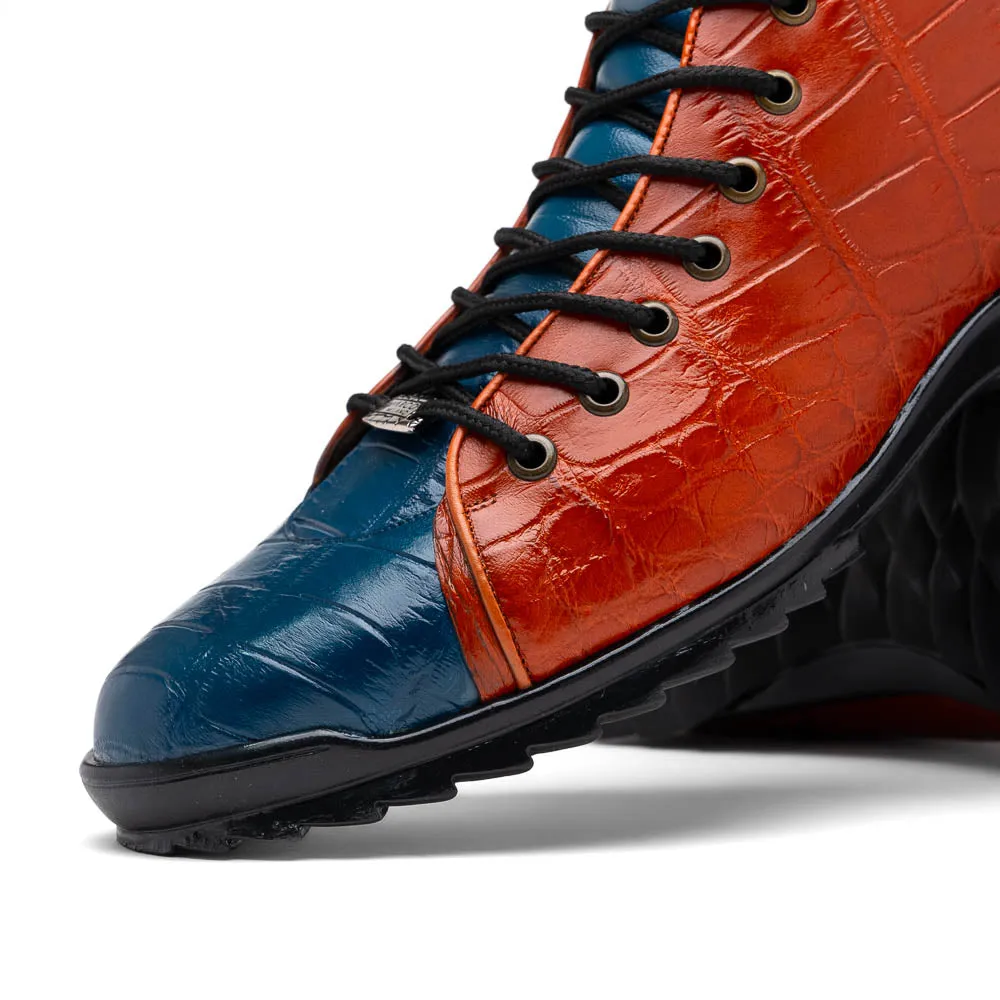 Marco Di Milano Hermond Blue Jeans/Honey Alligator High-Top Sneakers