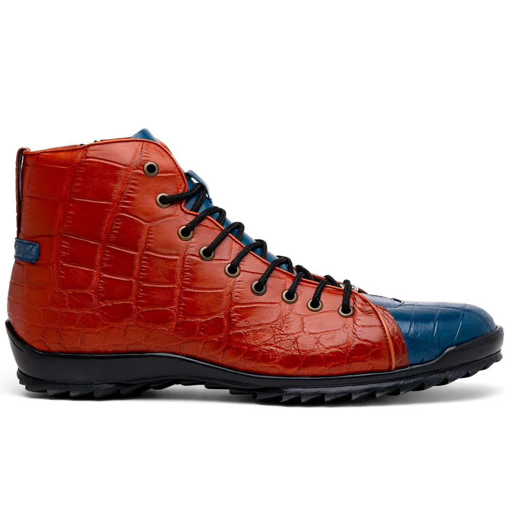 Marco Di Milano Hermond Blue Jeans/Honey Alligator High-Top Sneakers