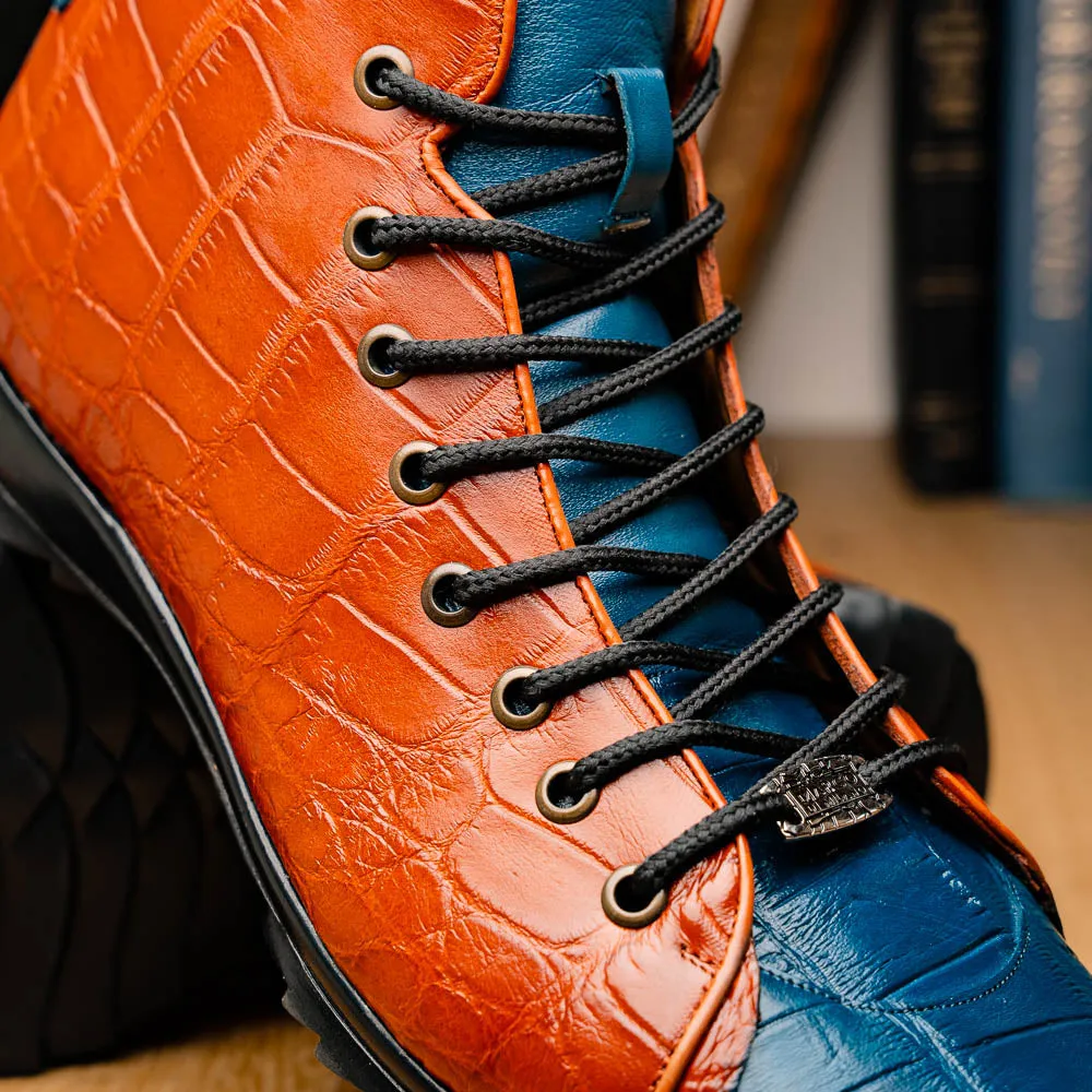 Marco Di Milano Hermond Blue Jeans/Honey Alligator High-Top Sneakers