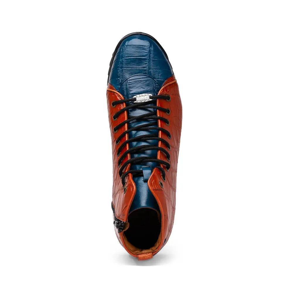 Marco Di Milano Hermond Blue Jeans/Honey Alligator High-Top Sneakers