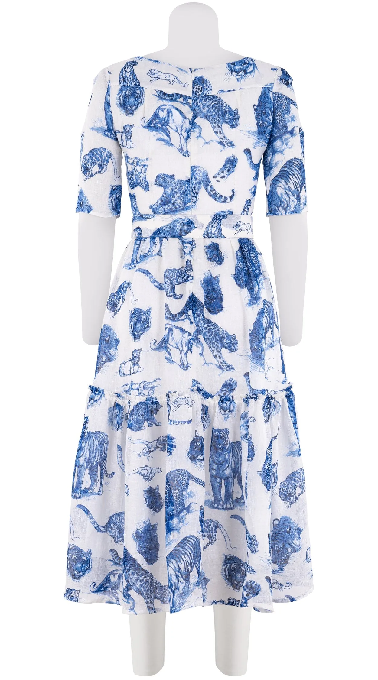 Melanie Dress #2 Boat Neck 1/2 Sleeve Midi Length Linen (Tiger Toile Small)