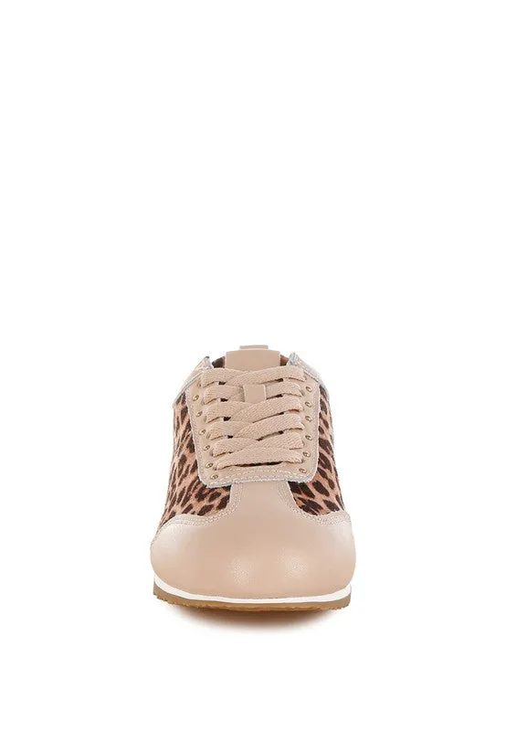 Narati Leopard Print Real Leather Sneakers