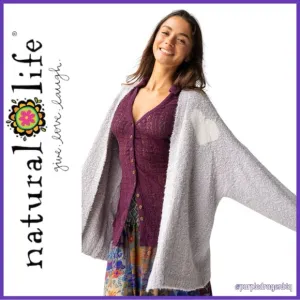 NATURAL LIFE CALLA JACQUARD CARDIGAN SWEATER NWT