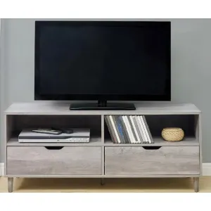 New fully assembled Hometrends TV Stand in Rustic Oak Finish! Note: 2 corners on right have some damage from transport