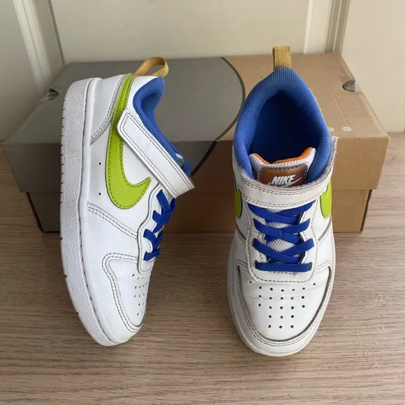 Nike Court Borough Low 2 SE White/Green Kids Sneakers- SZ 12 C
