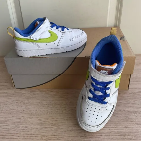 Nike Court Borough Low 2 SE White/Green Kids Sneakers- SZ 12 C
