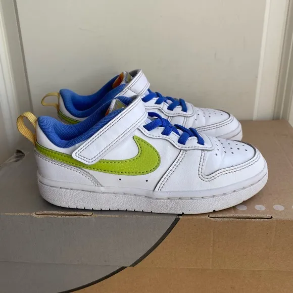 Nike Court Borough Low 2 SE White/Green Kids Sneakers- SZ 12 C