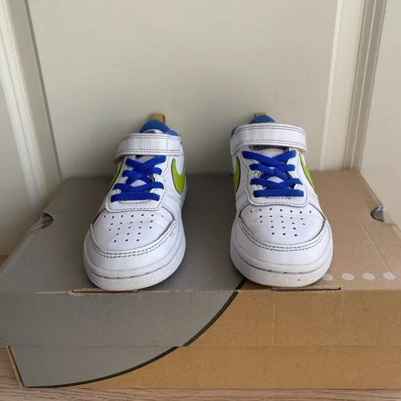 Nike Court Borough Low 2 SE White/Green Kids Sneakers- SZ 12 C