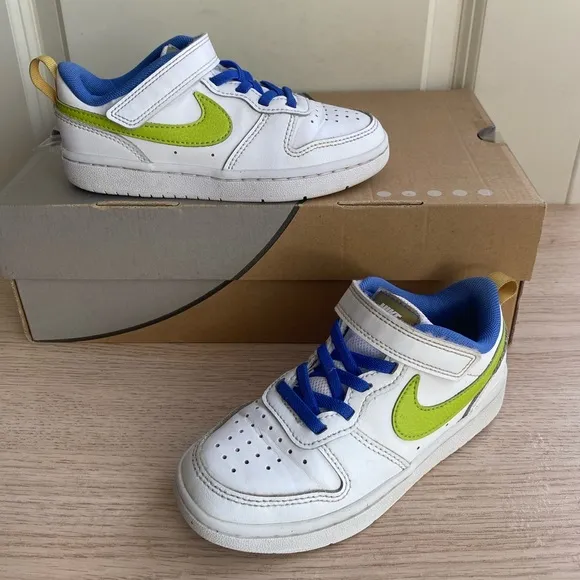 Nike Court Borough Low 2 SE White/Green Kids Sneakers- SZ 12 C
