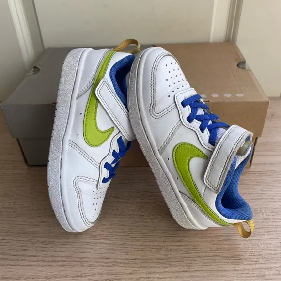 Nike Court Borough Low 2 SE White/Green Kids Sneakers- SZ 12 C