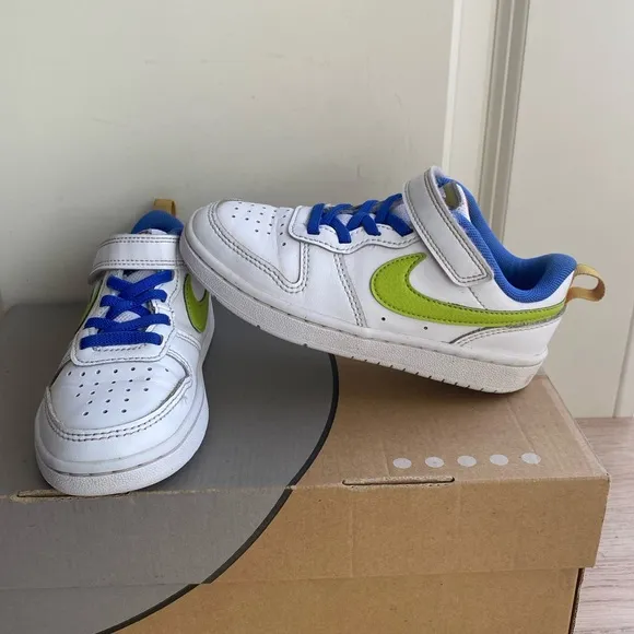 Nike Court Borough Low 2 SE White/Green Kids Sneakers- SZ 12 C