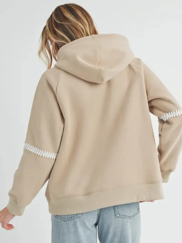 Oat Lace Trim Hoodie