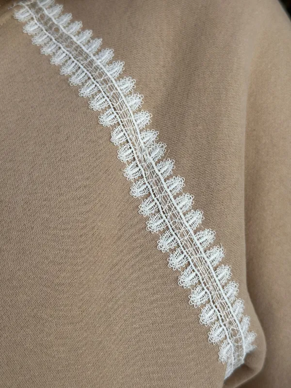 Oat Lace Trim Hoodie