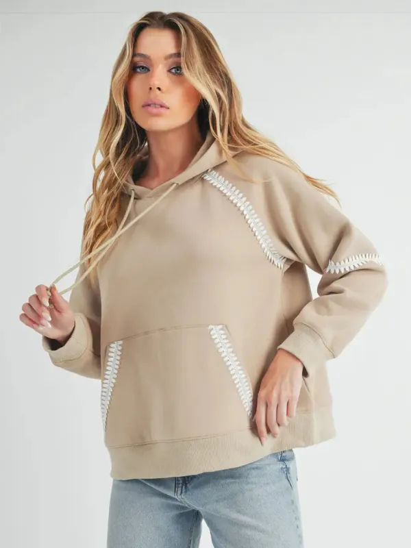 Oat Lace Trim Hoodie