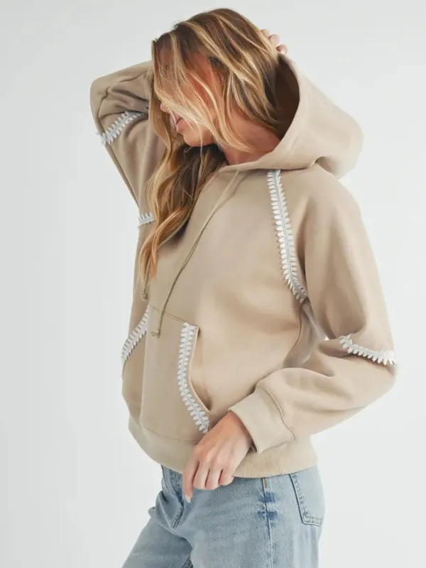 Oat Lace Trim Hoodie