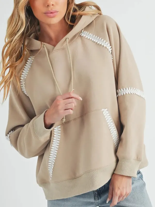 Oat Lace Trim Hoodie
