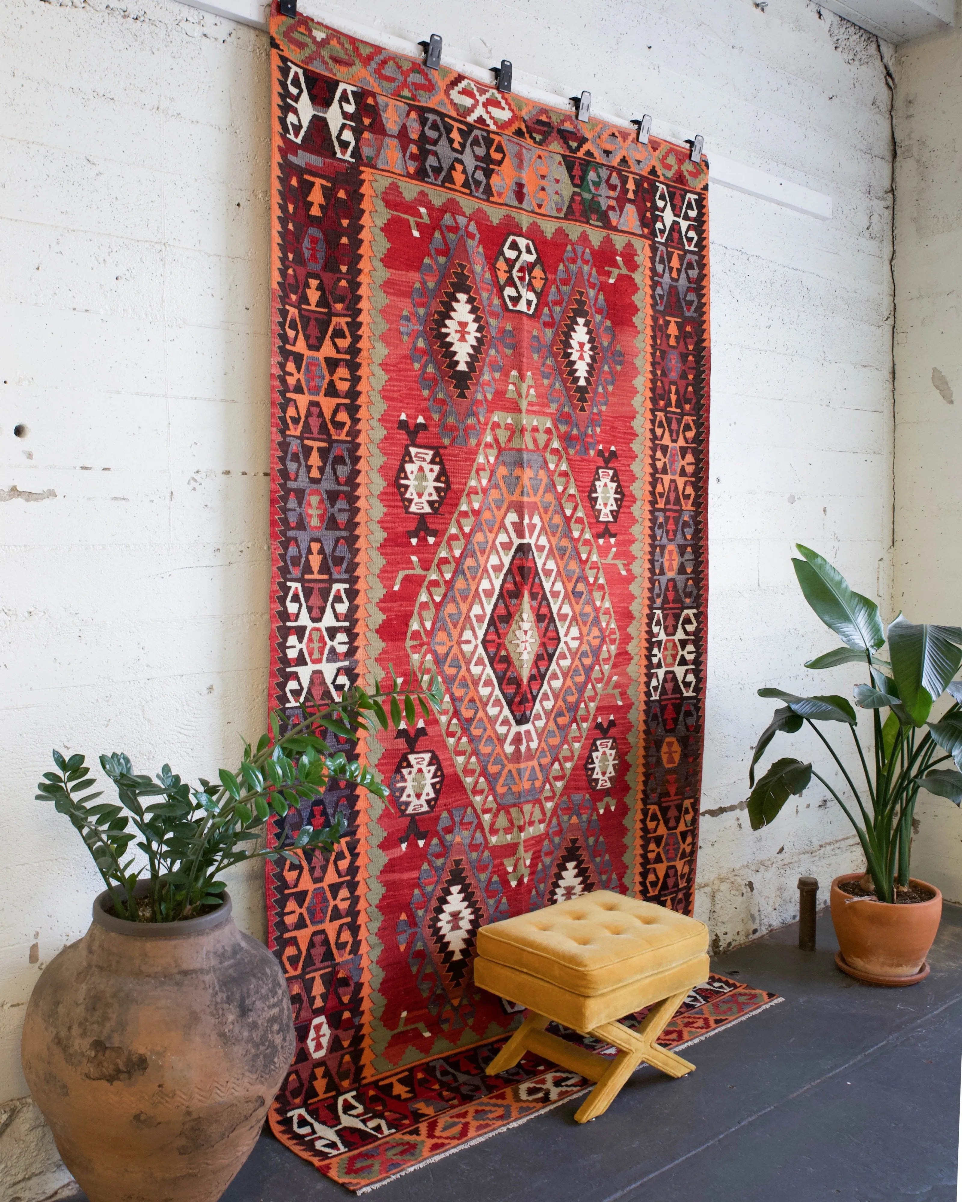 Old Turkish Denizli Cal Kilim Rug