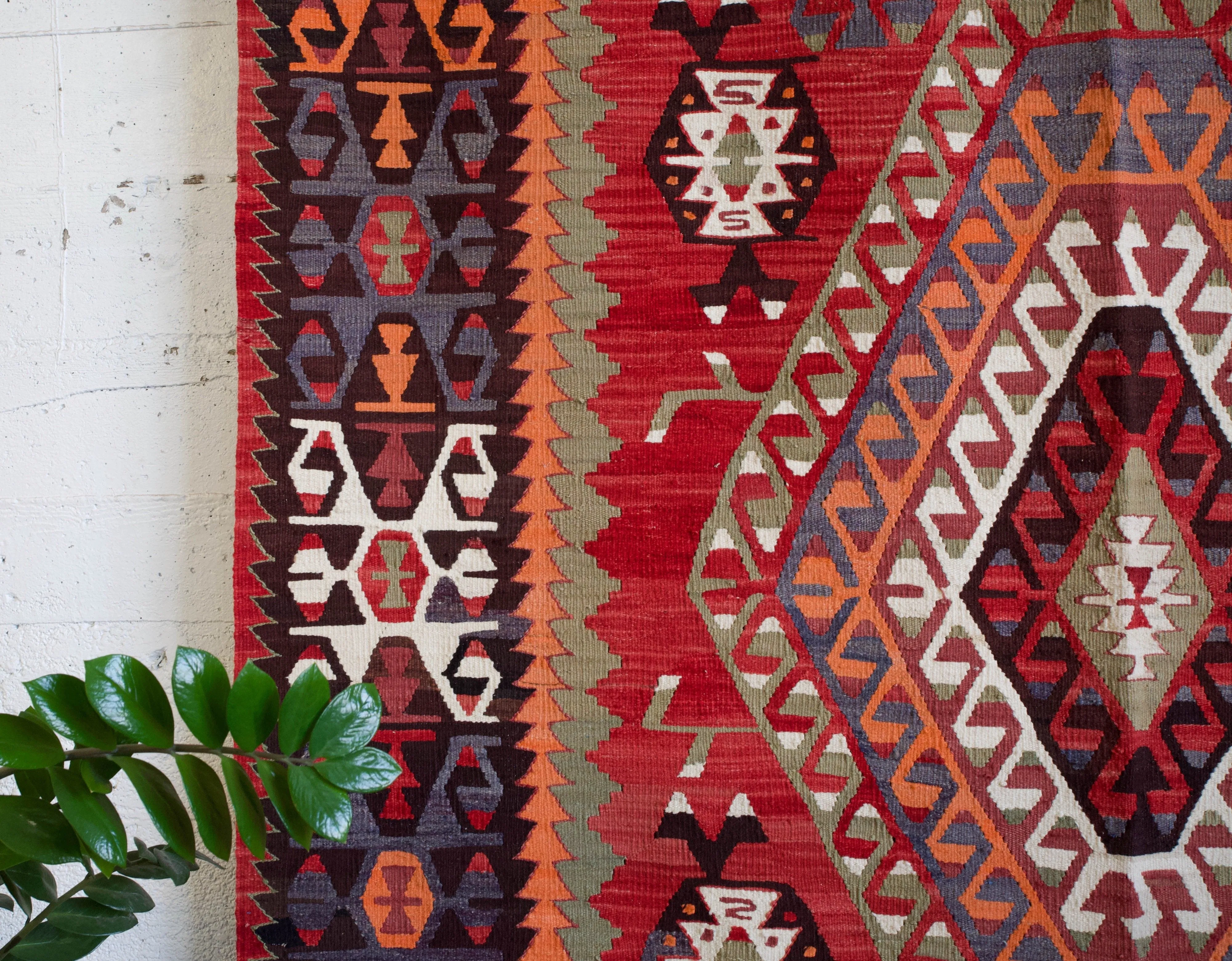 Old Turkish Denizli Cal Kilim Rug