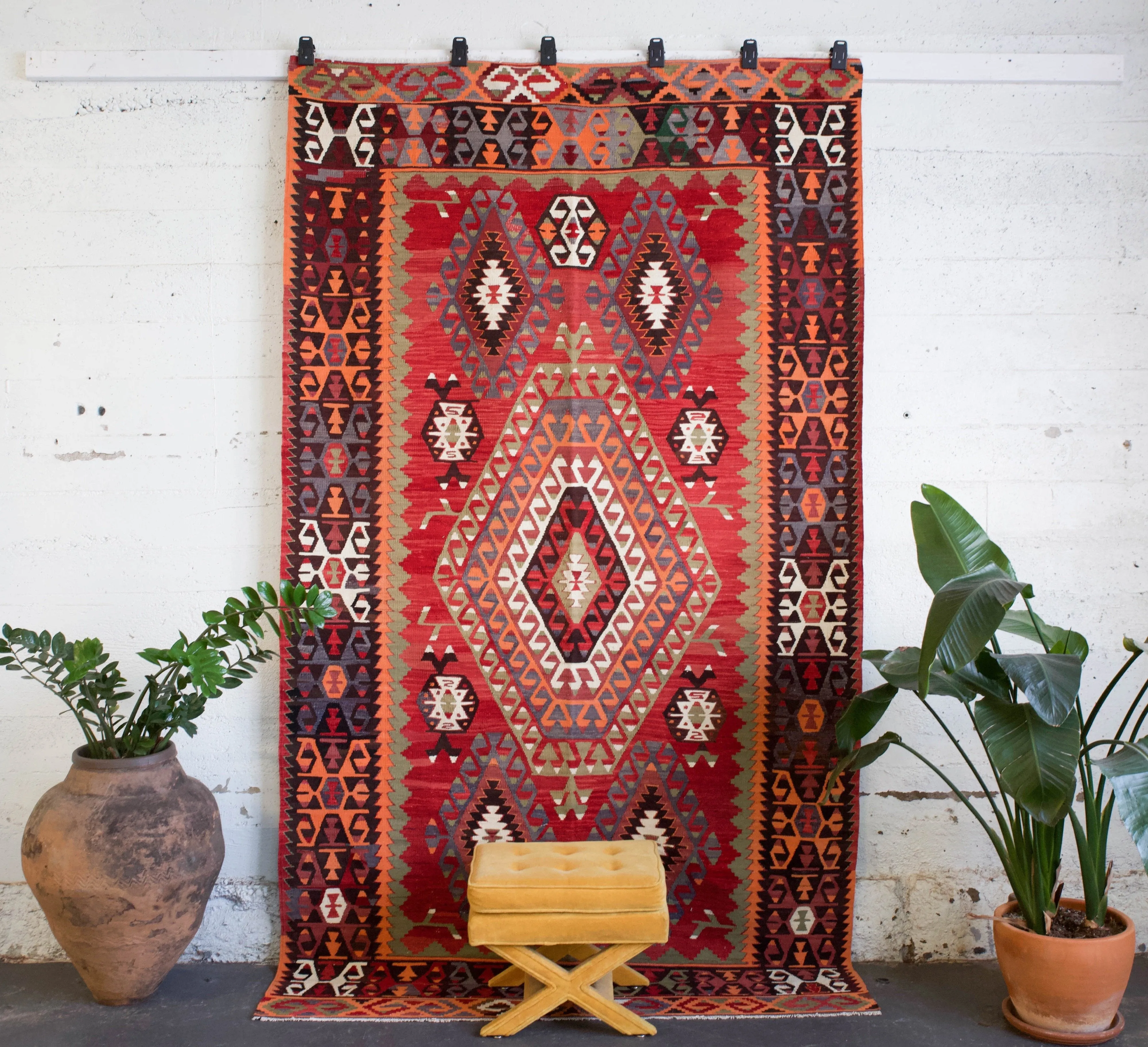 Old Turkish Denizli Cal Kilim Rug