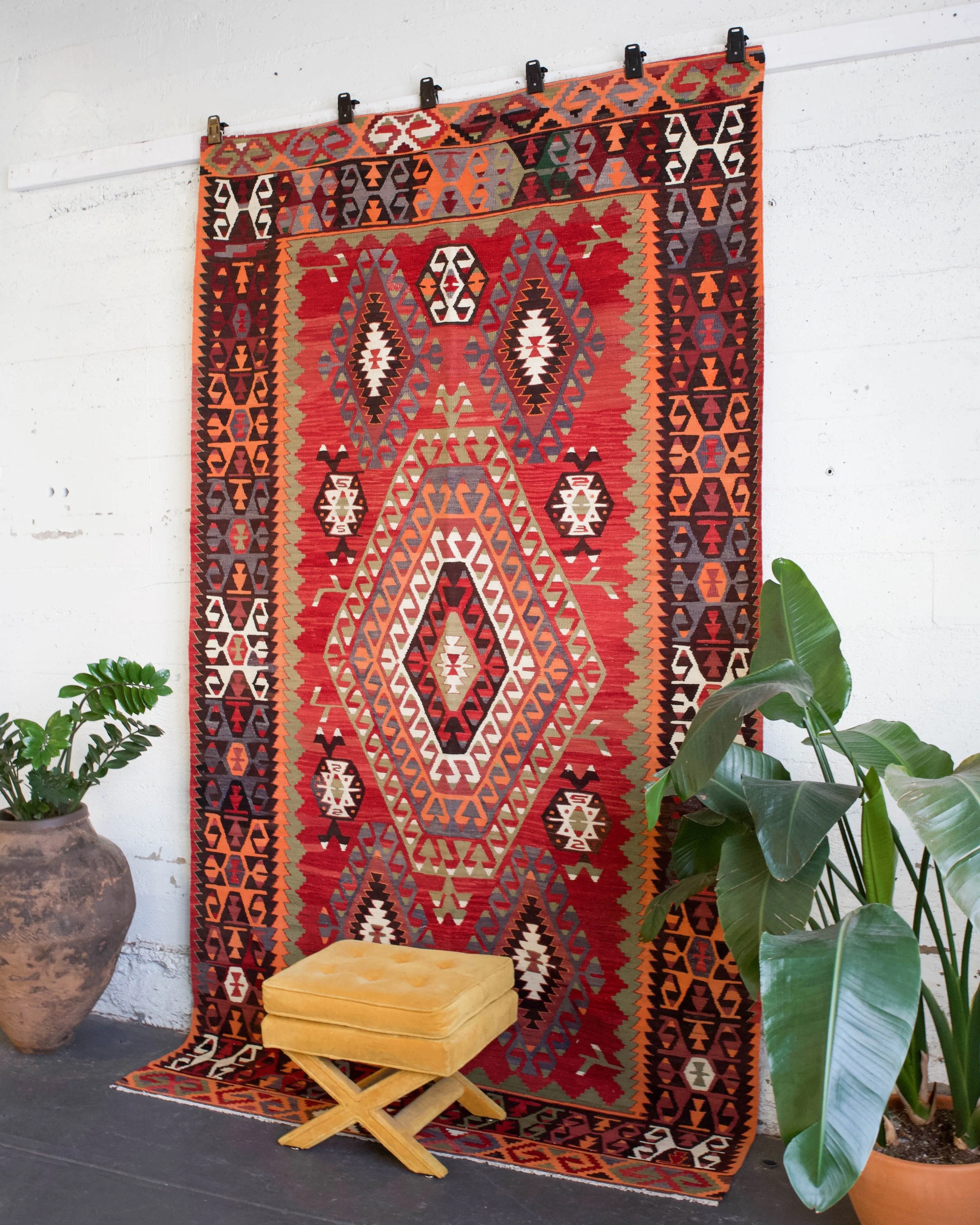 Old Turkish Denizli Cal Kilim Rug