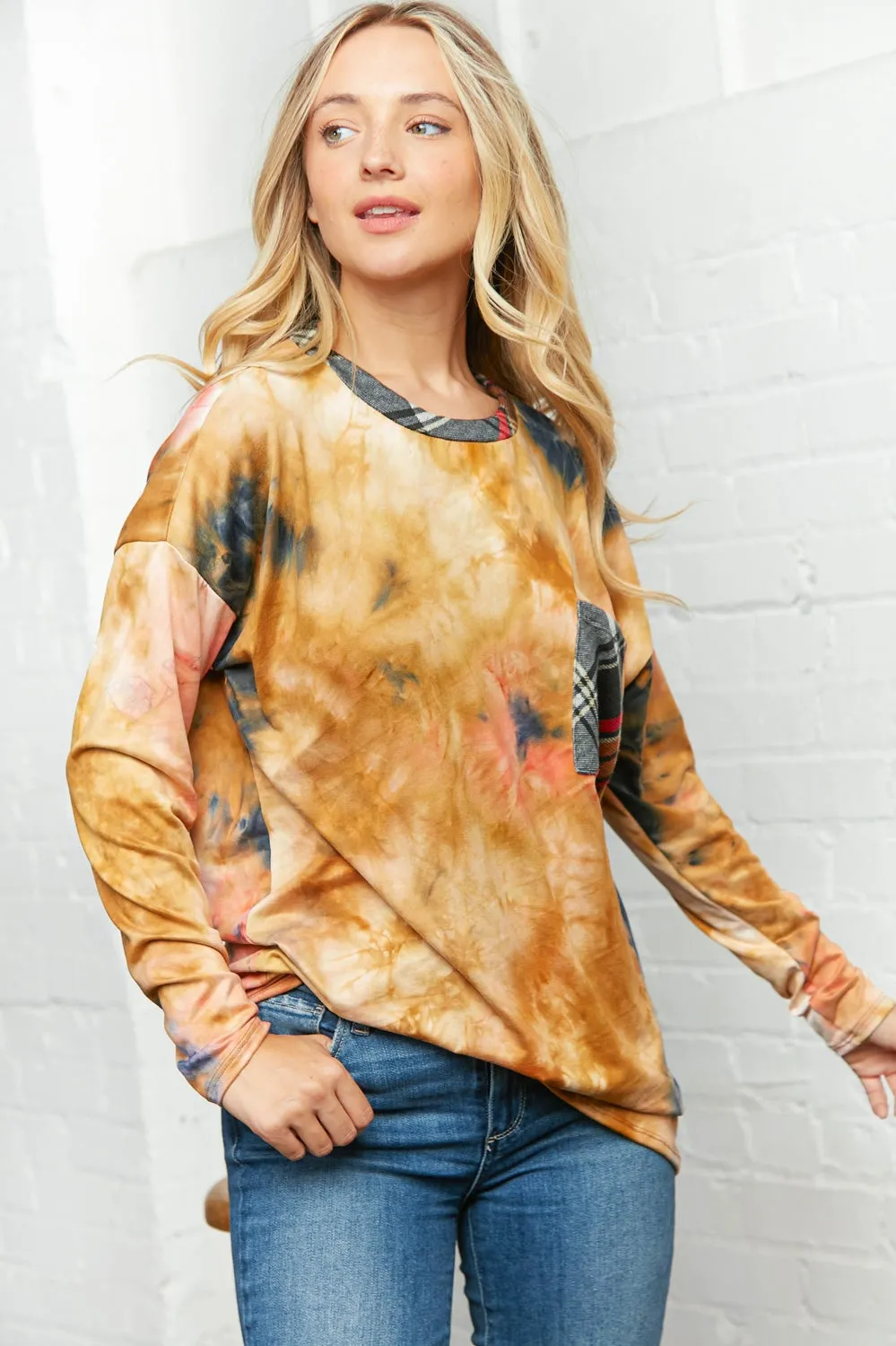 Orange Tie Dye Mix Blouse