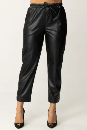 Pantaloni Jogger In Ecopelle con Coulisse