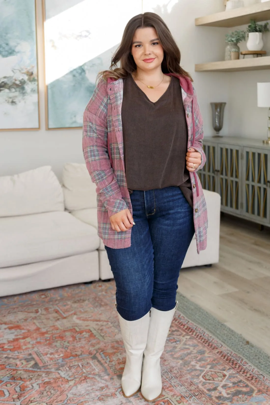 Perfect Plaid Shacket with Hood