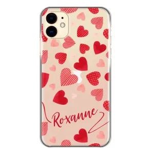 Personalised HTC Phone Hard Case with Polka Dot/Striped Hearts and Stylish Text