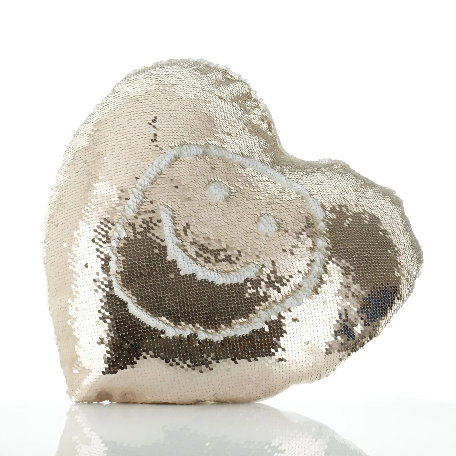 Personalised Sequin Heart Cushion with Stylish Text and Cupid Hearts Print
