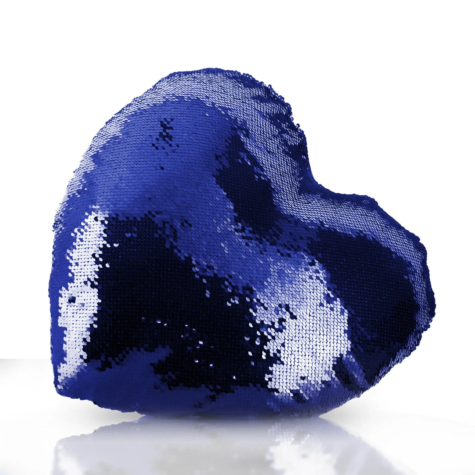 Personalised Sequin Heart Cushion with Stylish Text and Cupid Hearts Print