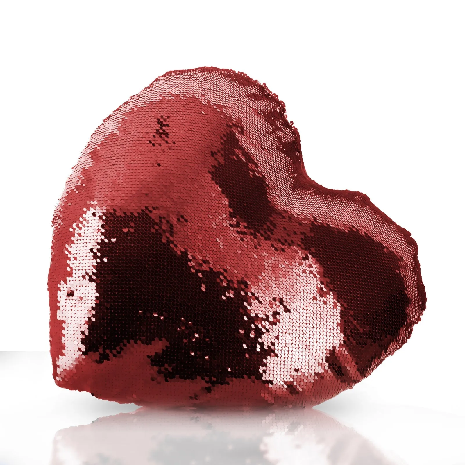 Personalised Sequin Heart Cushion with Stylish Text and Cupid Hearts Print