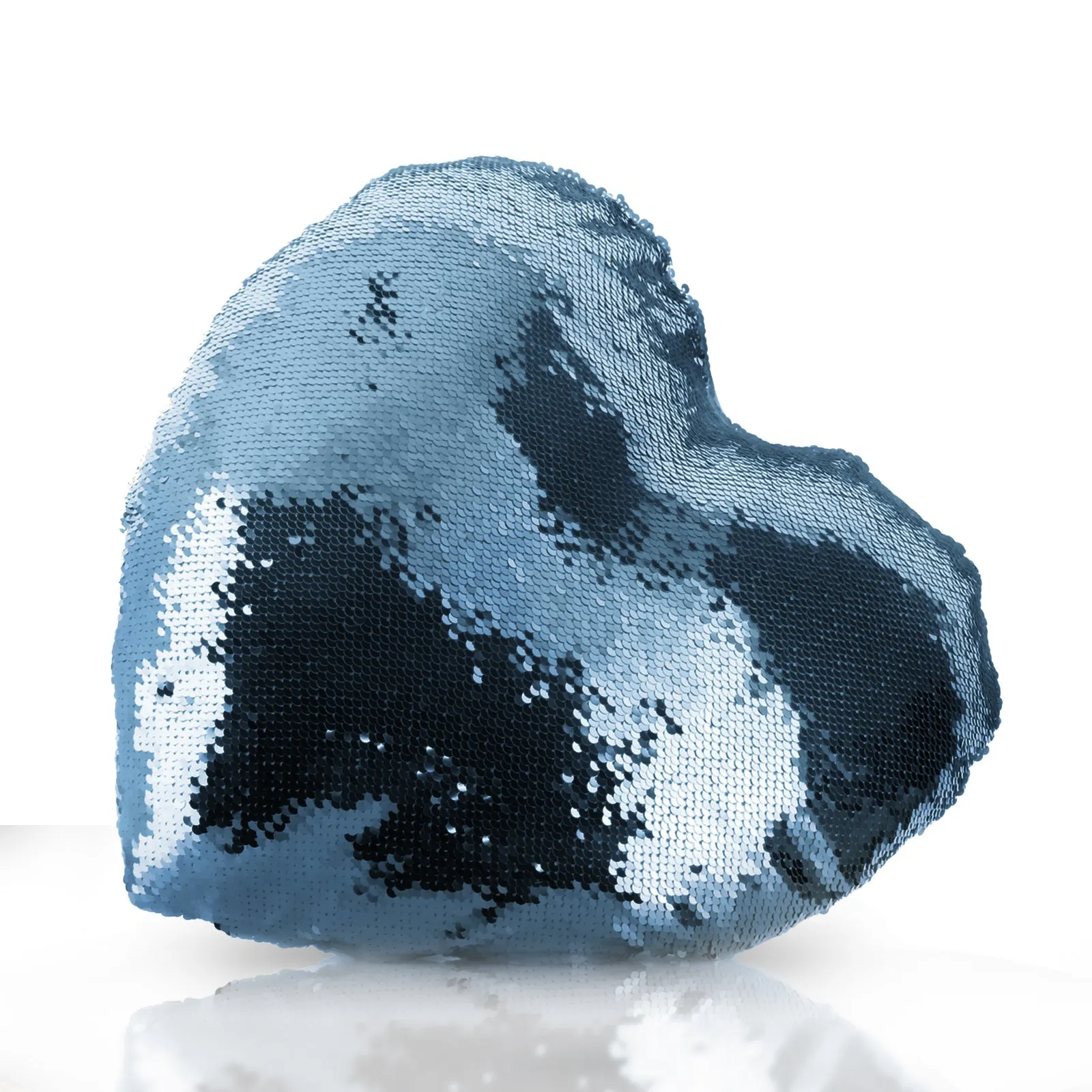 Personalised Sequin Heart Cushion with Stylish Text and Cupid Hearts Print