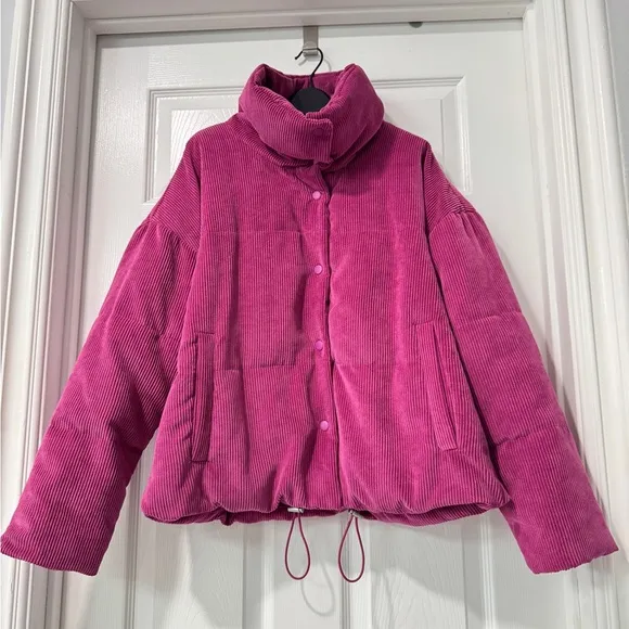 Pink Corduroy Puffer Jacket, Free People