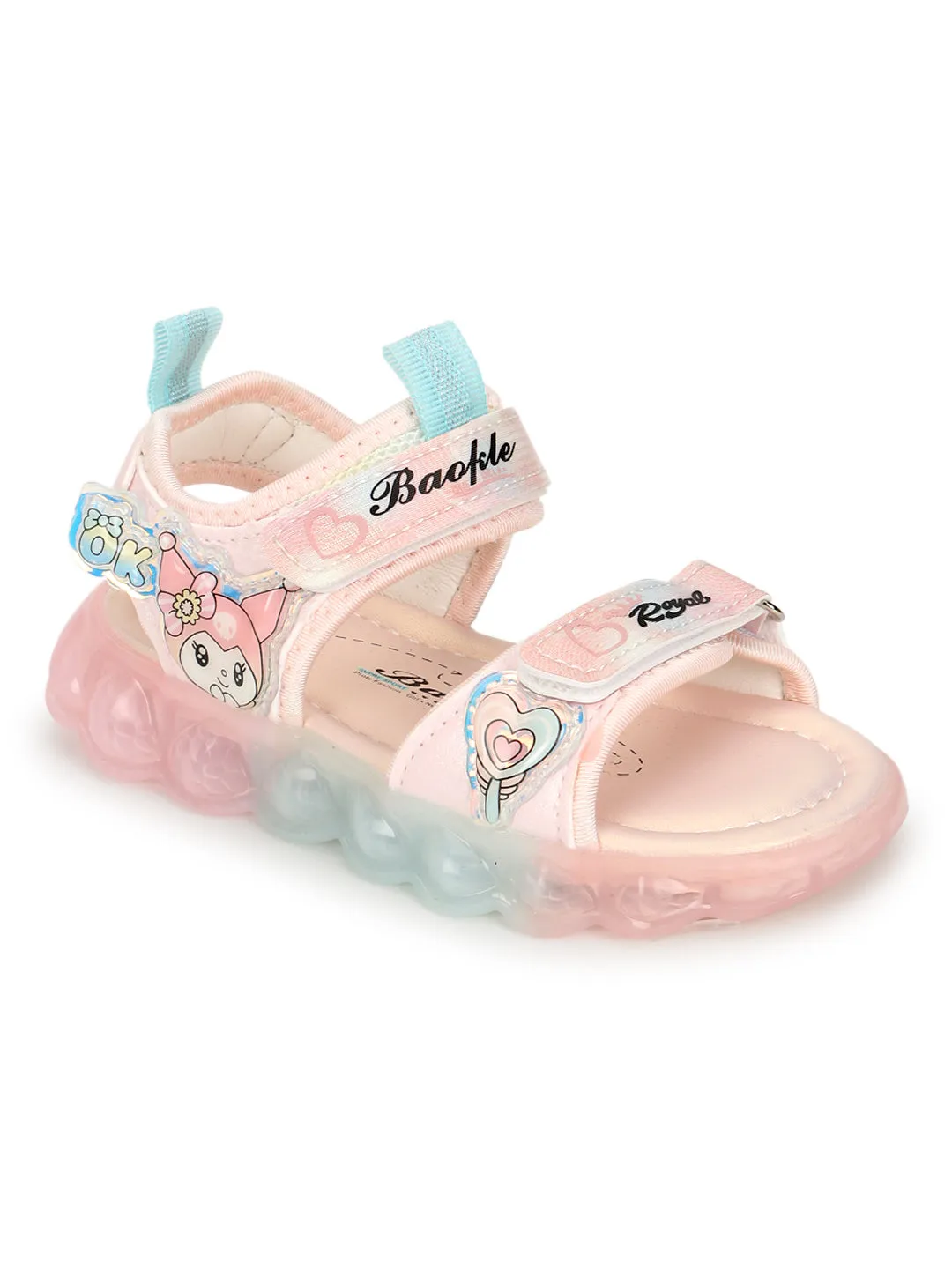 Pink PU Velcro With LED Lights Sandals For Kids-Girls (TC-985-PNK)