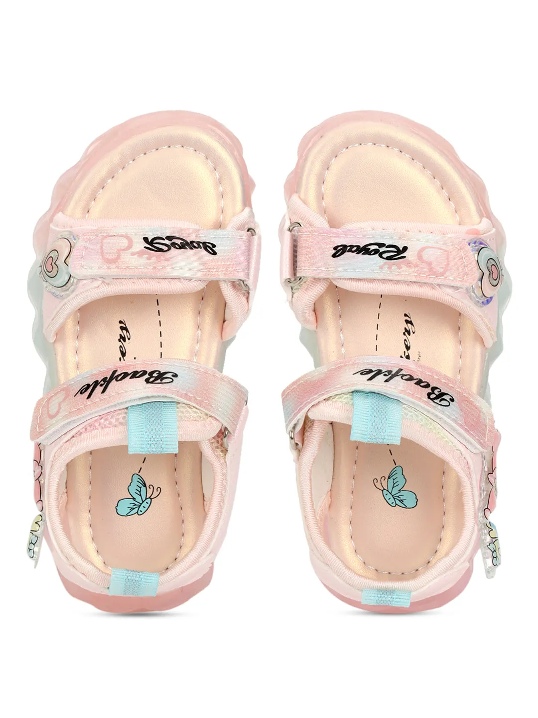 Pink PU Velcro With LED Lights Sandals For Kids-Girls (TC-985-PNK)