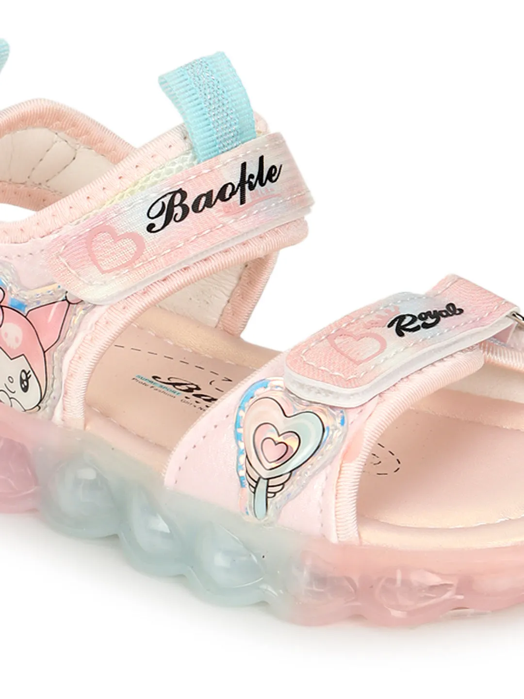 Pink PU Velcro With LED Lights Sandals For Kids-Girls (TC-985-PNK)
