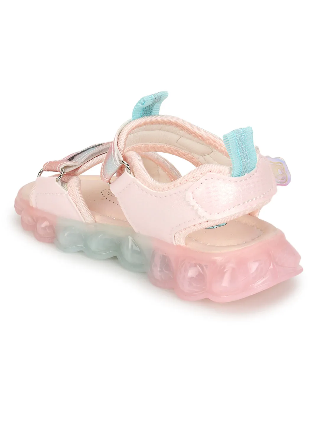 Pink PU Velcro With LED Lights Sandals For Kids-Girls (TC-985-PNK)