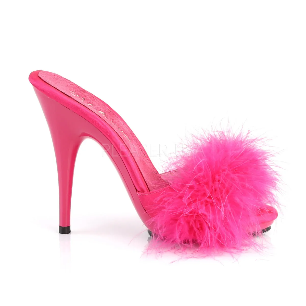 POISE-501F  Hot Pink Satin-Marabou Fur/Hot Pink