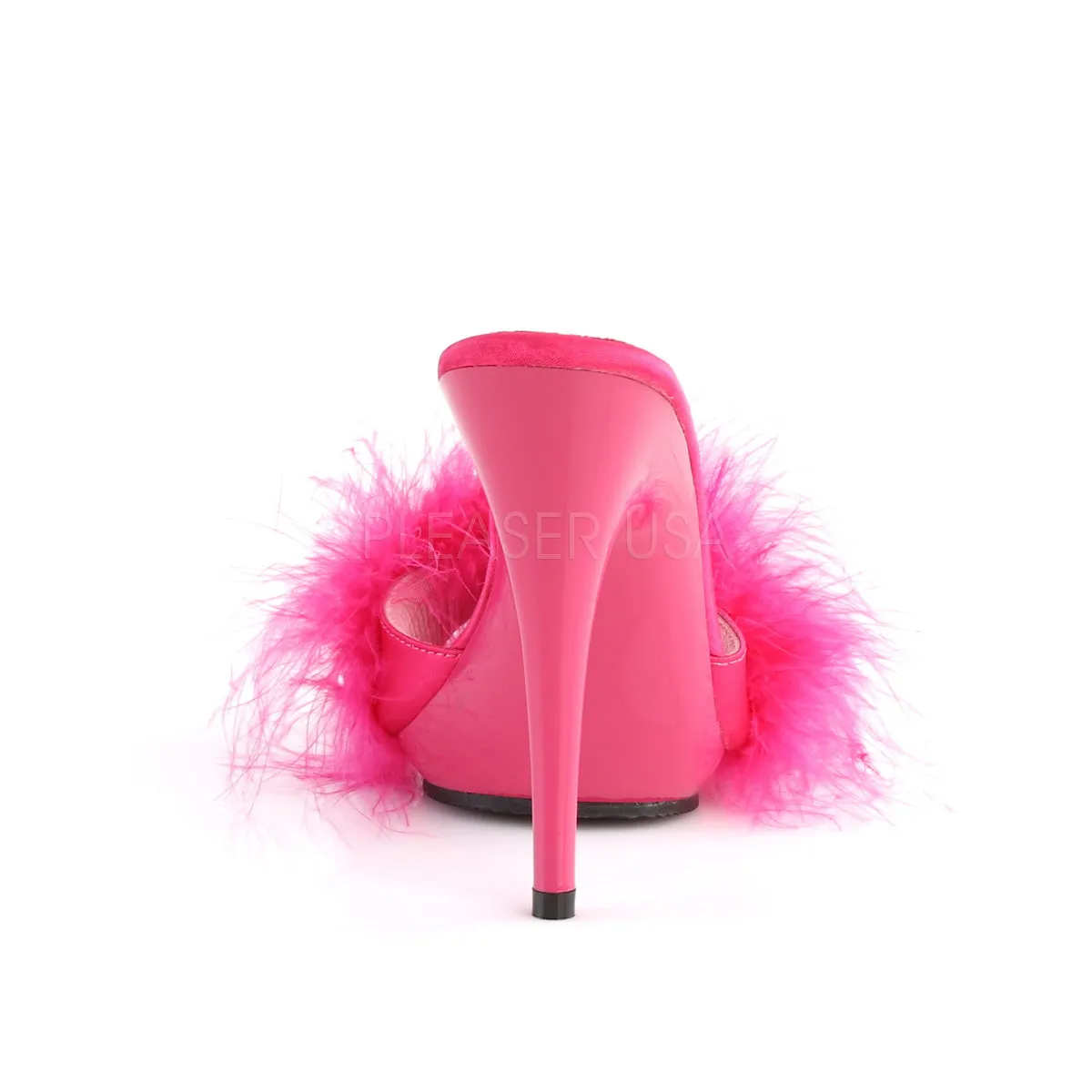 POISE-501F  Hot Pink Satin-Marabou Fur/Hot Pink