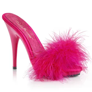 POISE-501F  Hot Pink Satin-Marabou Fur/Hot Pink