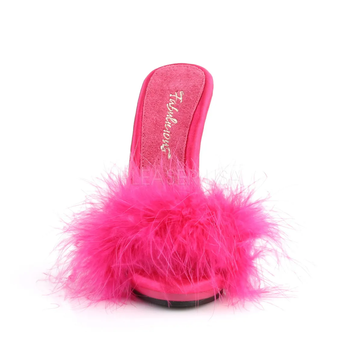 POISE-501F  Hot Pink Satin-Marabou Fur/Hot Pink