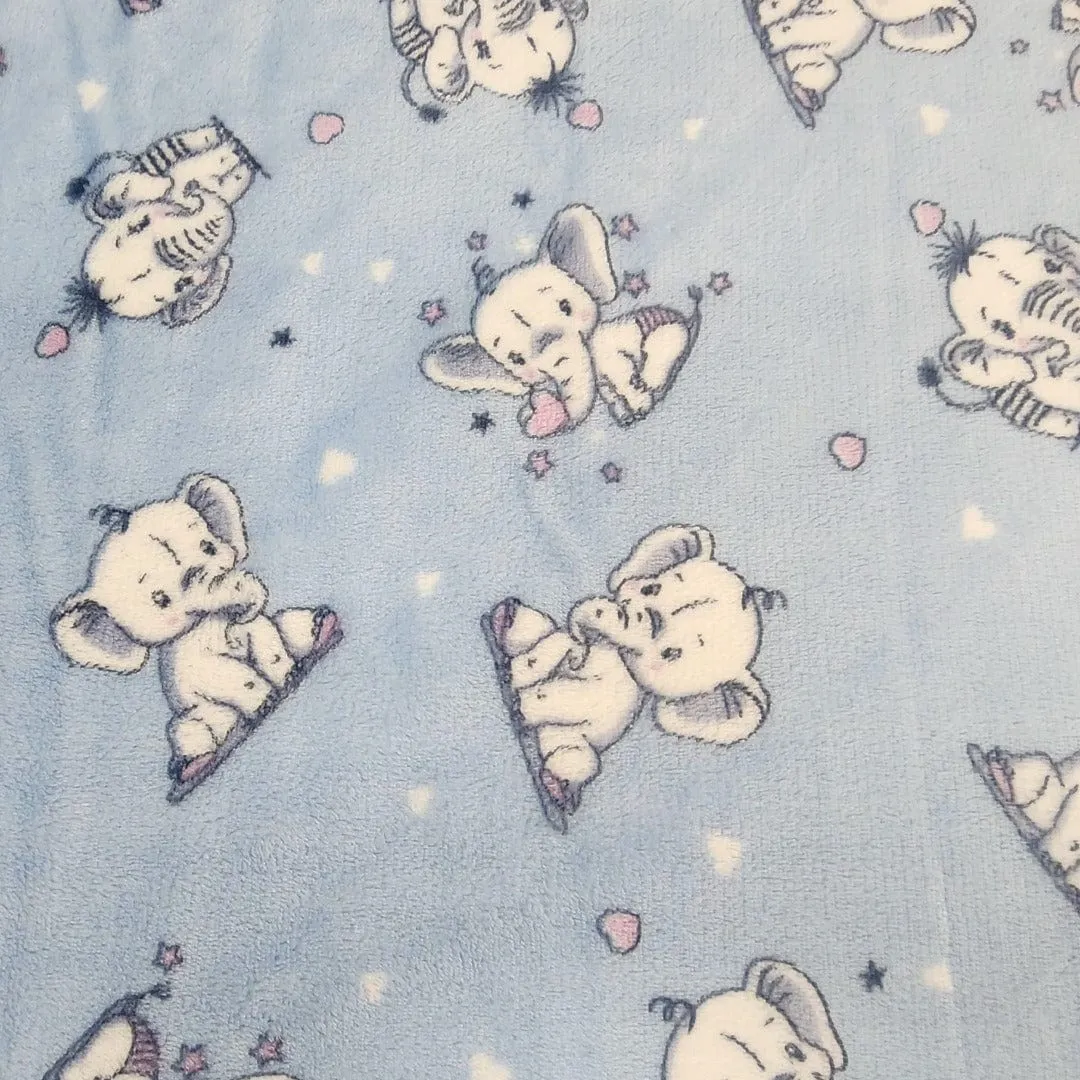 Printed Mongolian Fleece Fabric 150 cm Baby Elephant