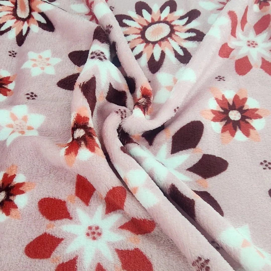 Printed Mongolian Fleece Fabric 150 cm Floral