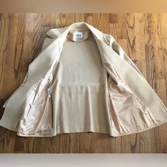 PSI Vintage Tan Suede Belted Women’s Wrap Nehru Jacket Coat 1970s Women’s S / M