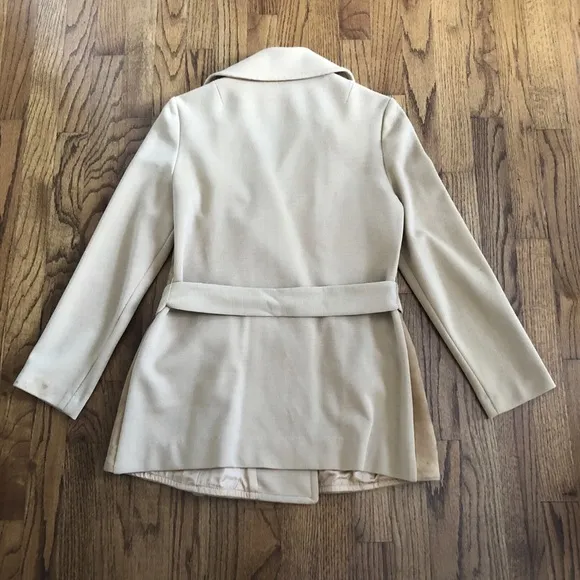 PSI Vintage Tan Suede Belted Women’s Wrap Nehru Jacket Coat 1970s Women’s S / M