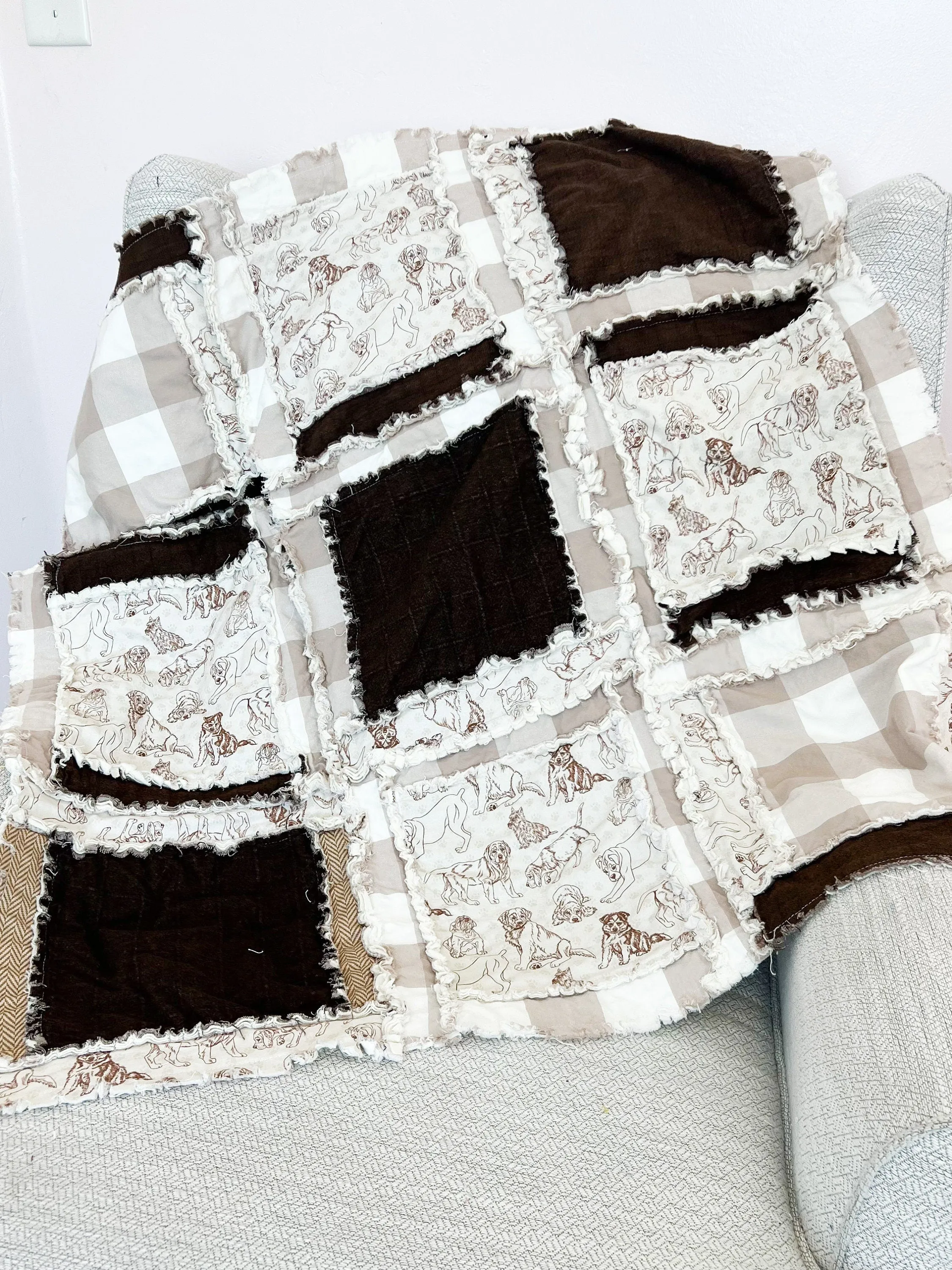 Puppy Blanket Homemade Quilts Boy Nursery Bedding, Toddler Bedding Boy Animal Baby Quilts for Sale